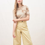 JUMPER 1234 Batik Cashmere Knit T-Shirt in Jasmine/Sandstone