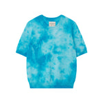 JUMPER 1234 Batik Cashmere Knit T-shirt in Pale Blue/Peacock