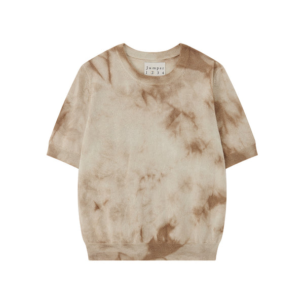 JUMPER 1234 Batik Cashmere Knit T-Shirt in Jasmine/Sandstone