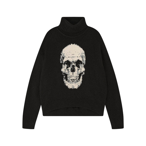 JUMPER 1234 Cashmere Wool Skull Roll Collar in Black