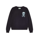 JUMPER 1234 Cashmere Wool Skull Patch Crew in Black