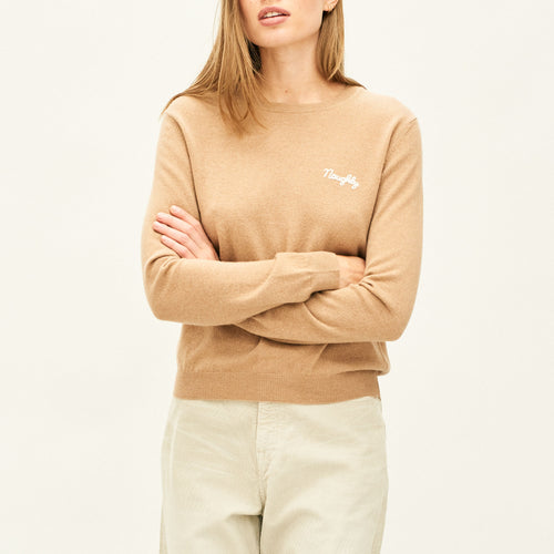JUMPER 1234 Cashmere Naughty Crew in Sandstone