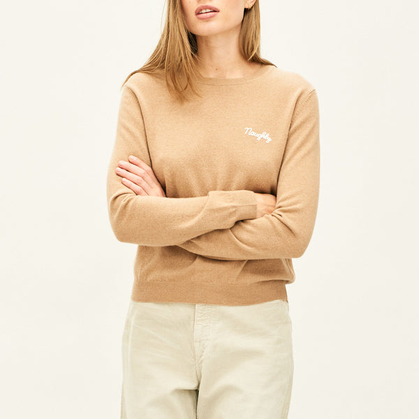 JUMPER 1234 Cashmere Naughty Crew in Sandstone
