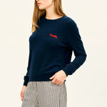 JUMPER 1234 Cashmere Naughty Crew in Navy and Red