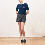 JUMPER 1234 Kiss Kiss Crew Neck T-shirt Cashmere Jumper in Navy/Jasmine