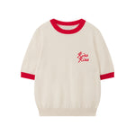 JUMPER 1234 Kiss Kiss Crew Neck T-shirt Cashmere Jumper in  Rose/Jasmine