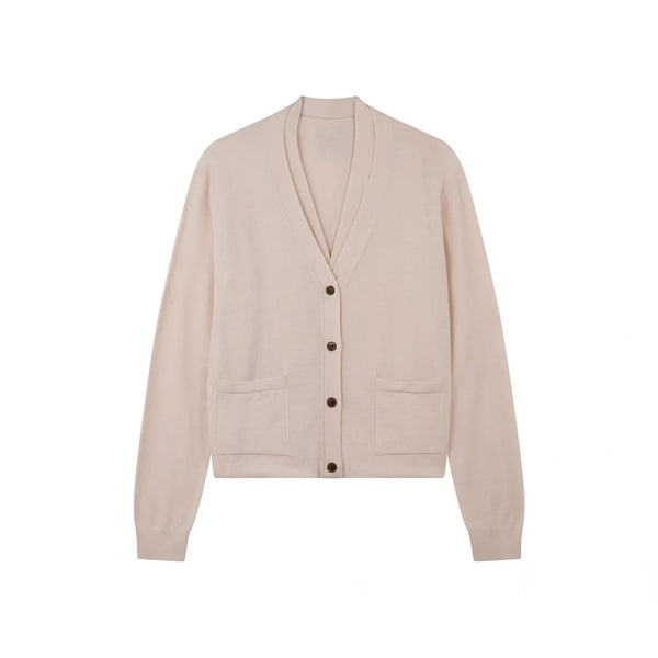 JUMPER 1234 Double Drape Merino Wool Cardigan in Oyster