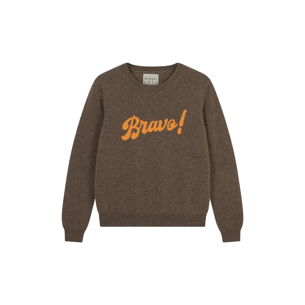 JUMPER 1234 Bravo Crew Neck Jumper in Moose/ Sunshine Orange