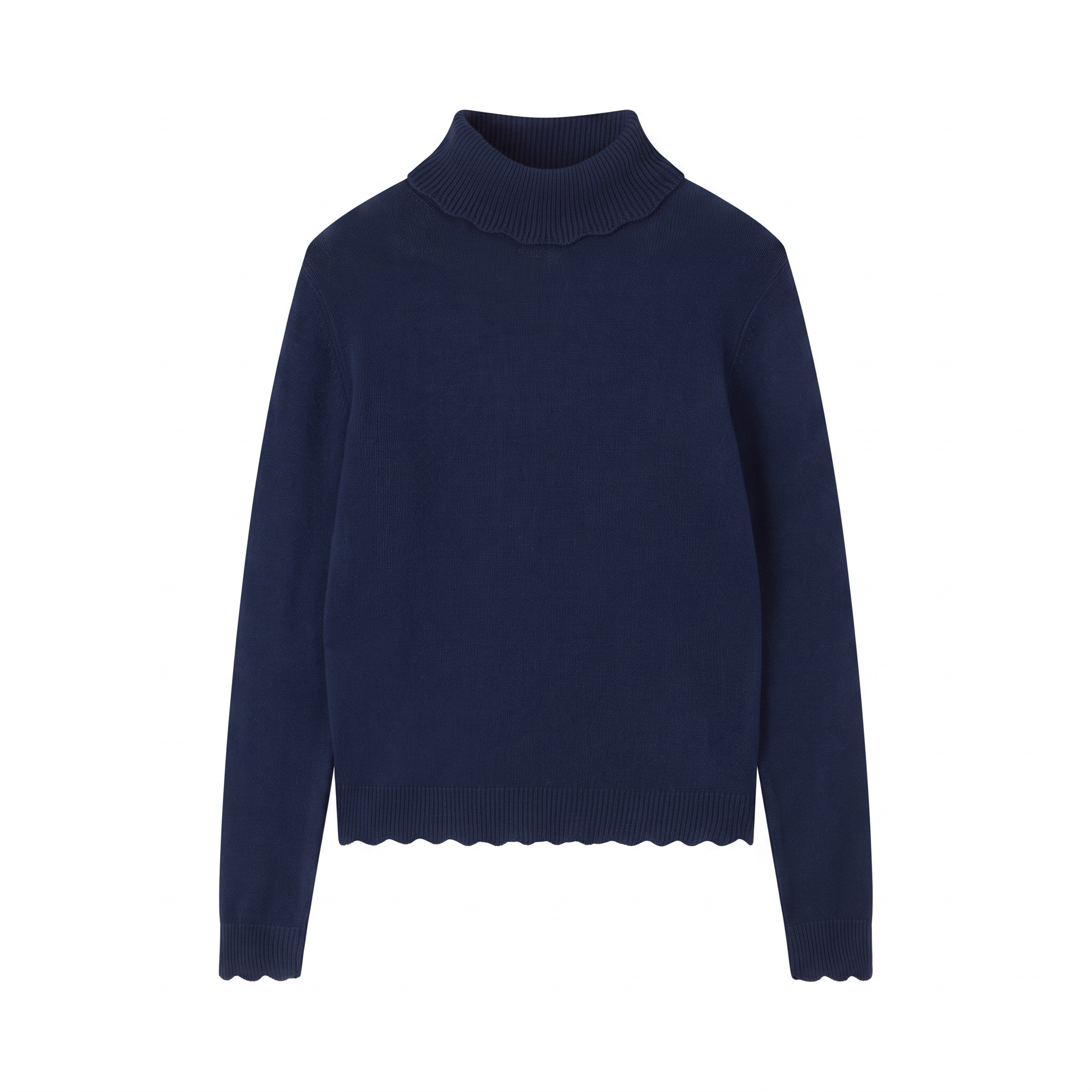 JUMPER 1234 Crochet Edge Crew Neck Jumper in New Navy