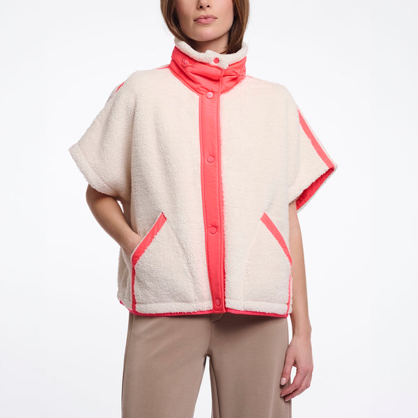 RINO & PELLE Zehra Teddy Fleece Gilet in Birch/Pink