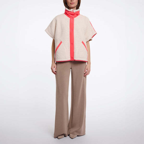 RINO & PELLE Zehra Teddy Fleece Gilet in Birch/Pink