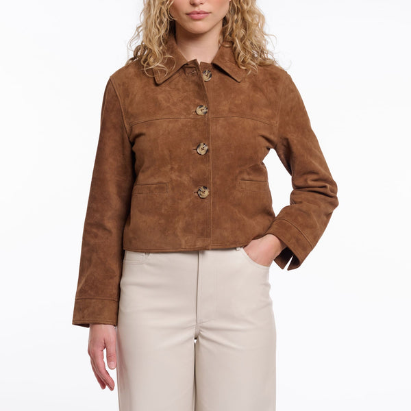 RINO & PELLE Zeyna Suede Jacket in Cognac