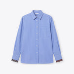 ROSSO35 Stripe Shirt with Contrast Collar in Light Blue