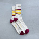 IVY ELLIS The Lanny Men's Crew Length Socks in Vintage Cream/Yellow/Red