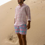 PINK HOUSE MUSTIQUE Mens Agave Linen Shirt  in Pink
