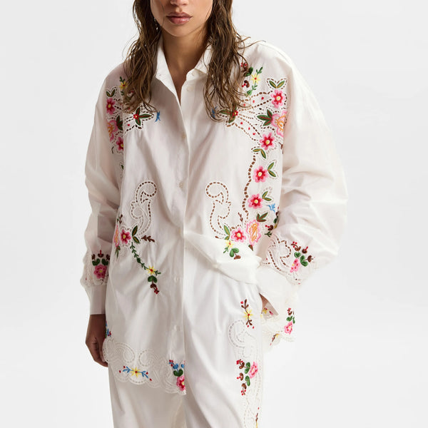ESSENTIEL ANTWERP Jayme Embroidered Shirt in Off White