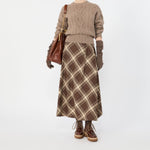 WEEKEND MAX MARA WKDLanoso Wool Twill Skirt  in Brown Tartan