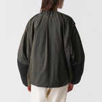 MARFA STANCE Parachute Silk Nylon Bomber Jacket in Pale Olive/Oyster