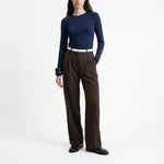 ARTLOVE Oraura High Waisted Wide Leg Trousers in Brown