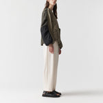 MARFA STANCE Parachute Silk Nylon Bomber Jacket in Pale Olive/Oyster