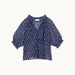 M.A.B.E Ari Print Short Sleeve Top in Indigo