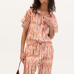 BEATRIZ FUREST Rebeca Short Sleeve Shirt in Ecru/Red