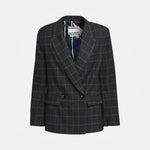 ESSENTIEL ANTWERP Kendra Oversized Checked Double Breasted Blazer in Dark Grey/Off White