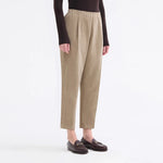 ROSSO35 Baby Cord Tapered Leg Trousers in Khaki