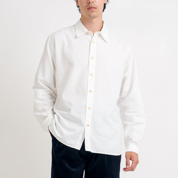 OLIVER SPENCER Atlanta Long Sleeve Shirt in Brecon White