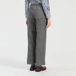 VILAGALLO Beti Tweed Crop Wide Leg Trousers in Grey Melange