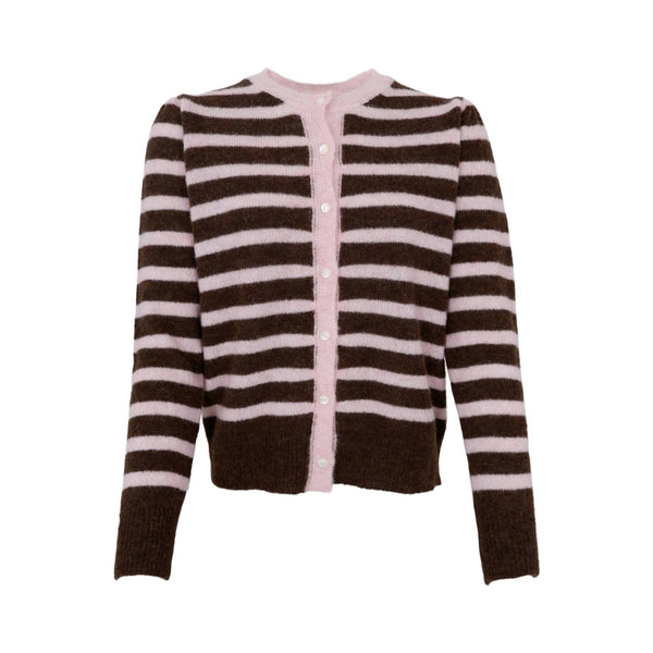 BLACK COLOUR BCDell Puff Stripe Cardigan in Brown