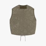 MARFA STANCE Parachute Silk Nylon Vest in Pale Olive/ Oyster