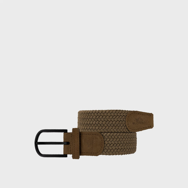 BILLYBELT Woven Suede Belt in Cocoa Brown