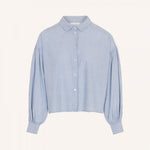 BY-BAR Sarah Short Pin Stripe Blouse in Indi Grey