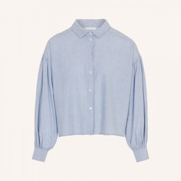 BY-BAR Sarah Short Pin Stripe Blouse in Indi Grey