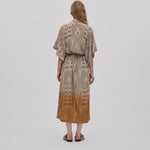RABENS SALONER Penny Ombre Ikat Shirt Dress in Cognac Combo