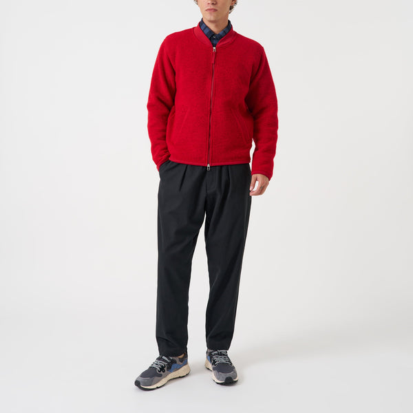UNIVERSAL WORKS Zip Bomber Jacket in Scarlett