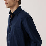 HARTFORD Paul Pat Cotton Shirt in Navy Blue