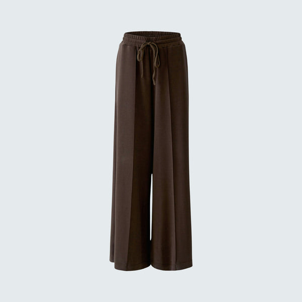OUI Marlene Long Straight Leg Drawstring Waist Trousers in Mulch