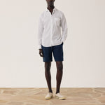 HARTFORD Joggy Linen Shorts in Navy Blue
