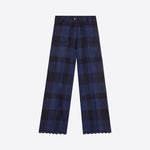VILAGALLO Dorin Scallop Hem Check Trousers in Navy/Black