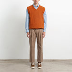 EDMMOND STUDIOS Paris V Neck Wool Mix Vest in Plain Orange