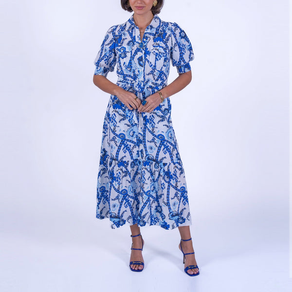 NEW DAY ORIGINALS Safari Shirt Dress in Blue/White
