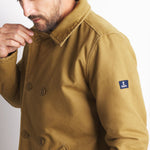 MOUSQUETON Adamis Canvas Double Breasted Peacoat in Bronze