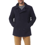 MOUSQUETON Adamis Canvas Double Breasted Peacoat in Marine