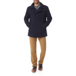 MOUSQUETON Adamis Canvas Double Breasted Peacoat in Marine