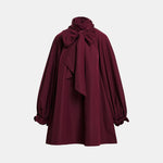 ESSENTIEL ANTWERP Khai Pussy Bow Tie Taffeta Mini Dress in Wine