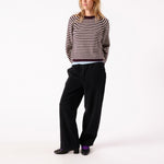 AMERICAN VINTAGE Ekewood Stripe Cotton Jumper in Aubergine and Pale Rose