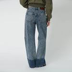 STELLA NOVA Scallop Edge Straight Leg Jeans in Denim Blue
