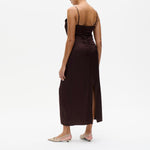 BAUM UND PFERDGARTEN Atalia Fitted Maxi Slip Dress in Coffee Bean Brown